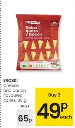 Eroski EROSKI Cheese and bacon flavoured cones oferta
