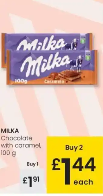 Eroski MILKA Chocolate with caramel, oferta