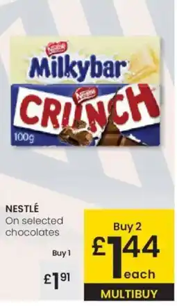 Eroski NESTLÉ On selected chocolates oferta