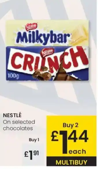 Eroski NESTLÉ On selected chocolates oferta