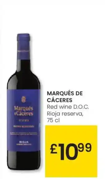 Eroski MARQUÉS DE CÁCERES Red wine D.O.C. Rioja reserva, 75 cl Red wine D.O.C. Rioja reserva oferta