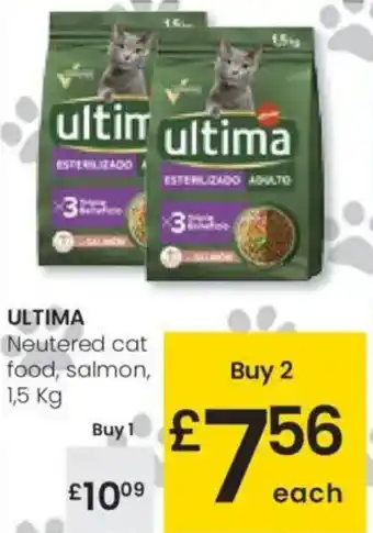 Eroski ULTIMA Neutered cat food, salmon, oferta