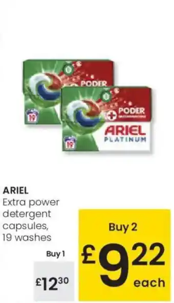 Eroski ARIEL Extra power detergent capsules, 19 washes oferta