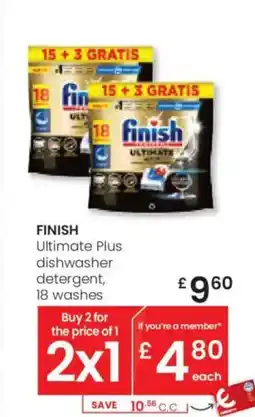 Eroski FINISH Ultimate Plus dishwasher detergent, 18 washes oferta