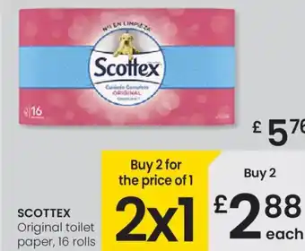 Eroski SCOTTEX Original toilet paper, 16 rolls oferta