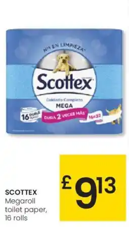 Eroski SCOTTEX Megaroll toilet paper, 16 rolls oferta