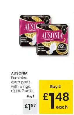Eroski AUSONIA Feminine extra pads with wings, night, 7 units oferta