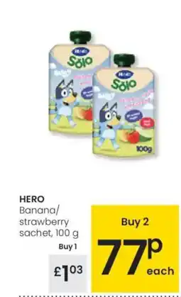 Eroski HERO Banana/ strawberry sachet oferta