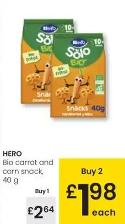 Eroski HERO Bio carrot and corn snack, oferta