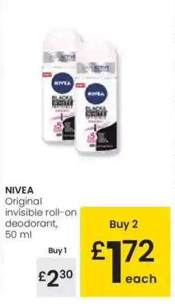 Eroski NIVEA Original invisible roll-on deodorant oferta