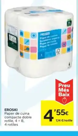 Caprabo EROSKI Paper de cuina compacte doble rotlle oferta