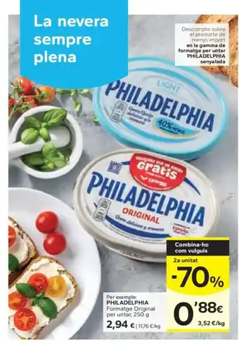 Caprabo PHILADELPHIA Formatge Original per untar oferta