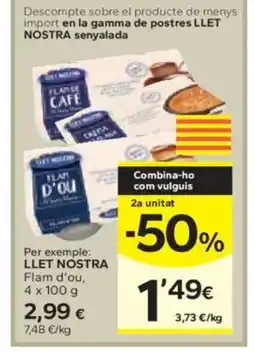 Caprabo LLET NOSTRA Flam d'ou oferta