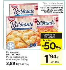 Caprabo DR. OETKER Pizza Ristorante de 4 formatges oferta