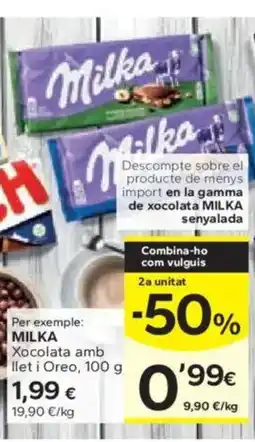 Caprabo MILKA Xocolata amb llet i Oreo oferta