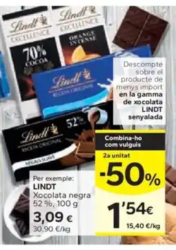 Caprabo LINDT Xocolata negra oferta