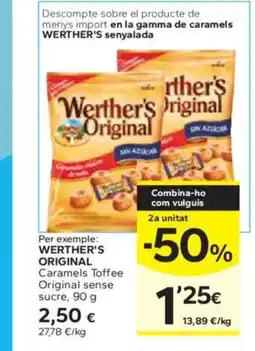 Caprabo WERTHER'S ORIGINAL Caramels Toffee Original sense sucre oferta