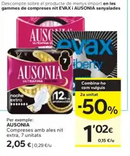 Caprabo AUSONIA Compreses amb ales nit extra, 7 unitats oferta
