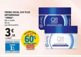 E.Leclerc UNNIA Crema facial q10 plus antiarrugas oferta