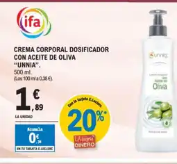E.Leclerc UNNIA Crema corporal dosificador con aceite de oliva oferta