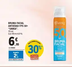 E.Leclerc UNNIA Bruma facial antiedad fps 50+ oferta