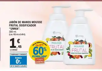 E.Leclerc UNNIA Jabón de manos mousse frutal dosificador oferta