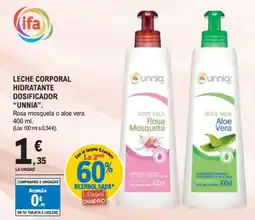 E.Leclerc UNNIA Leche corporal hidrantante dosificador oferta