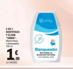 E.Leclerc UNNIA 2 en 1 dentífrico y elixir oferta
