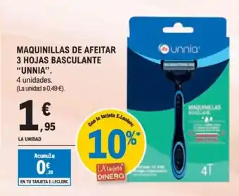 E.Leclerc UNNIA Maquinillas de afeitar 3 hojas basculante oferta