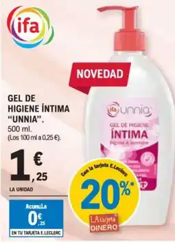 E.Leclerc UNNIA Gel de higiene intima oferta