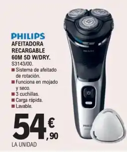 E.Leclerc PHILIPS Afeitadora recargable 60m 5d w/dry oferta