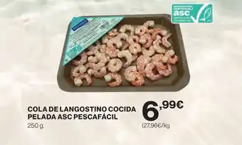Hipercor Cola de langostino cocida pelada asc pescafácil oferta