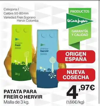 Hipercor Patata para freír o hervir oferta
