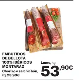 Hipercor Embutidos de bellota 100% ibéricos montaraz oferta