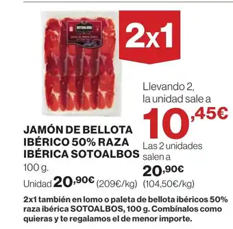 Hipercor Jamón de bellota ibérico 50% raza ibérica sotoalbos oferta