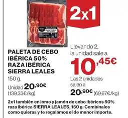 Hipercor Paleta de cebo ibérica 50% raza ibérica sierra leales oferta