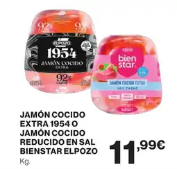 Hipercor ELPOZO Jamon cocido extra 1954 0 jamón cocido reducido en sal bienstar oferta