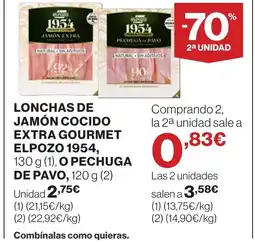 Hipercor ELPOZO 1954 de jamón cocido extra gourmet oferta