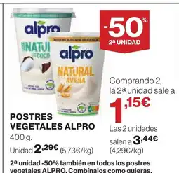 Hipercor ALPRO Postres vegetales oferta