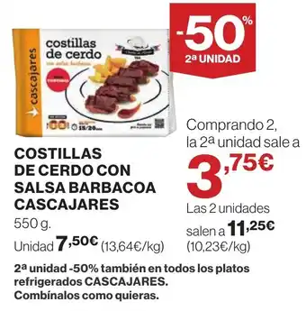 Hipercor Costillas de cerdo con salsa barbacoa oferta