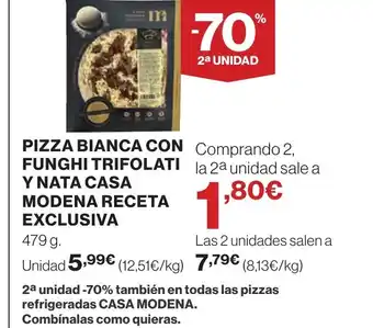 Hipercor Pizza bianca con funghi trifolati y nata casa modena receta exclusiva oferta
