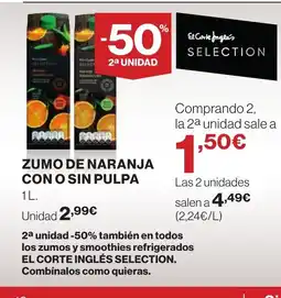 Hipercor Zumo de naranja con o sin pulpa oferta