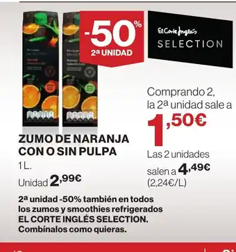 Hipercor Zumo de naranja con o sin pulpa oferta