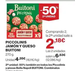 Hipercor BUITONI Piccolinis jamon y queso oferta