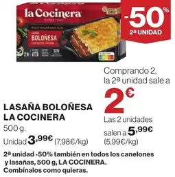 Hipercor LA COCINERA Lasaña boloñesa oferta