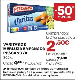 Hipercor PESCANOVA Varitas de merluza empanada oferta