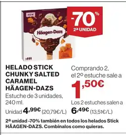 Hipercor HÄAGEN-DAZS Helado stick chunky salted caramel oferta