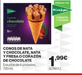 Hipercor Conos de nata y chocolate, nata y fresa o corazón oferta
