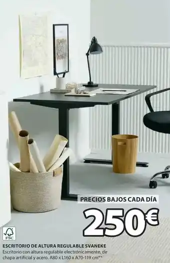 JYSK Escritorio de altura regulable svaneixe oferta