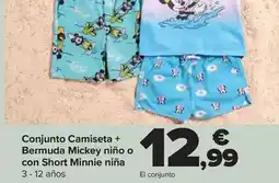 Carrefour Conjunto camiseta + bermuda mickey niño o con short minnie niña oferta